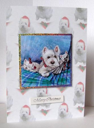 Westie Snow Globe Christmas Background by Margaret McCartney