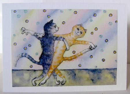 A4 Romantic Ballroom Dancing Cats by Margaret McCartney