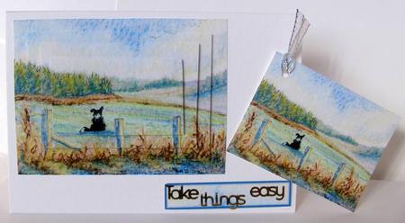 View of Dreams Border Collie Dog in Landscape by Margaret McCartney