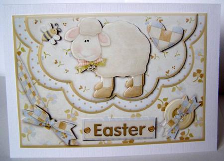 Double Scallop Envelope Card Front Easter Lamb by Margaret McCartney