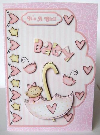 Bundle of Joy - Girl Scallop Edge Card Front by Margaret McCartney
