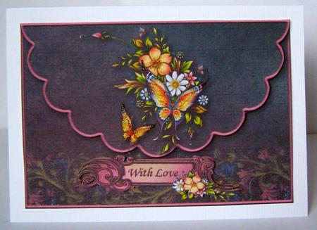 Flowers and Butterflies Envelope Card with Decoupage by Margaret McCartney