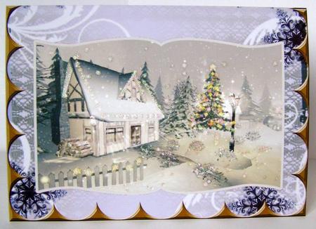 Christmas Country House 2 Scallop Edge Book Card by Margaret McCartney