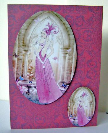 Rasberry Deco Lady Ovals by Margaret McCartney