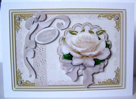 Cream Rose on Lace by Margaret McCartney