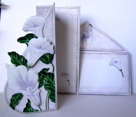 Lillies N Lace Teardrop Card Kit in Soft Lavender by Margaret McCartney