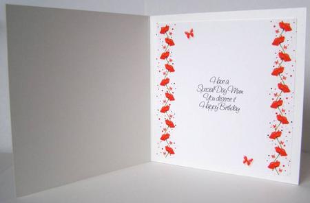 Poppy & Butterfly Wishes 8x8 Inch Insert Mum Birthday by Margaret McCartney