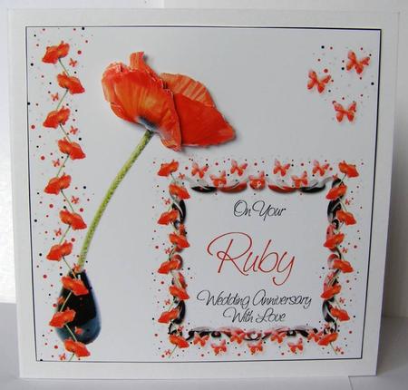 Poppy Ruby Wedding Anniversary 8x8 Inch Topper by Margaret McCartney