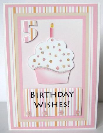 Pink Cupcake - Birthday Wishes - Age Card Front by Margaret McCartney