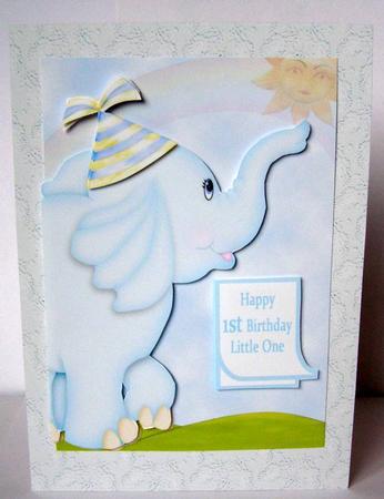 1st Birthday with the Blue Elephant by Margaret McCartney