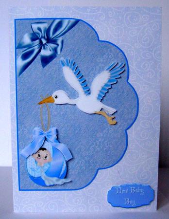 New Baby Boy Fancy Edge with Decoupage by Margaret McCartney