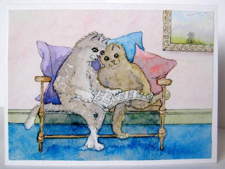 A4 Cats Sharing Photo Memories by Margaret McCartney