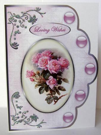 Pink Roses A4 Scallop Edge Card Front by Margaret McCartney