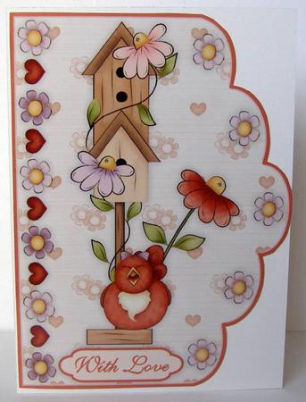 Spring Sings A4 Scallop Edge Card Front by Margaret McCartney