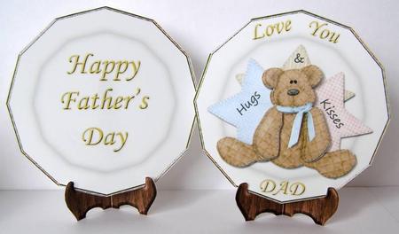 Love You Dad Hugs & Kisses Brown Ted Fathers Day Plate Sheet by Margaret McCartney