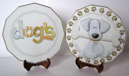 I Got the Big Bone Cute Doggie Plate and Stand Card by Margaret McCartney