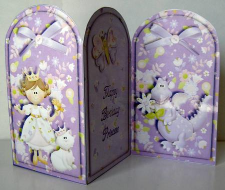 Cute Princess and Dragon Arch Tri Fold Card by Margaret McCartney