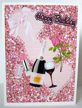 Hearts & Roses, & Pink Champagne, A4 Topper by Margaret McCartney