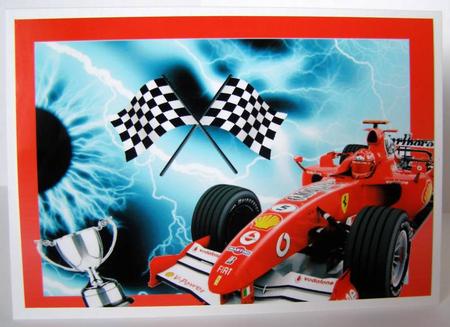 A4 Red Formula 1 Car Quick Card by Margaret McCartney