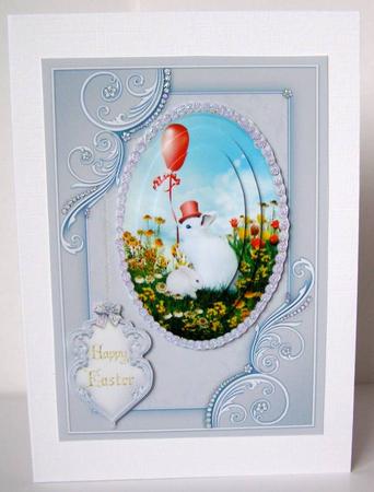 Floral Easter Bunnies with Oval Pyramage by Margaret McCartney