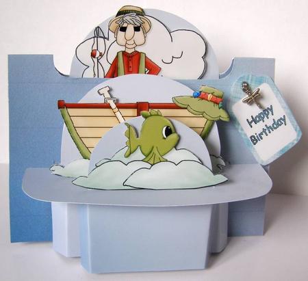 Gone Fishing Shelf Card with Decoupage by Margaret McCartney