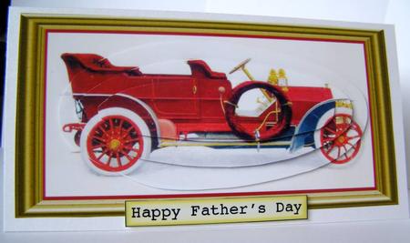 Vintage Car Pyramid Card Front 2 by Margaret McCartney