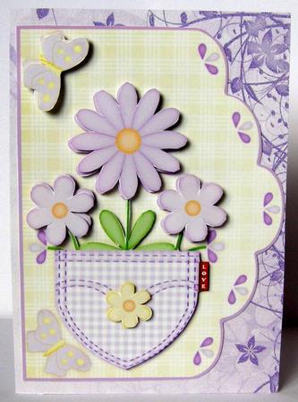 Posy Pocket in Lilac Scallop Edge Card Front by Margaret McCartney