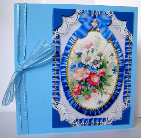 Wildflowers Lace N' Ruffle Card Front Step by Step by Margaret McCartney