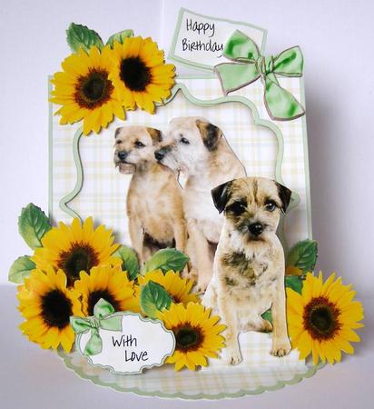 Giant Easel Tableau 3D Card Kit - Border Terriers by Margaret McCartney