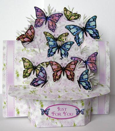 Wisteria & Butterflies 3D Shelf Card with Decoupage by Margaret McCartney