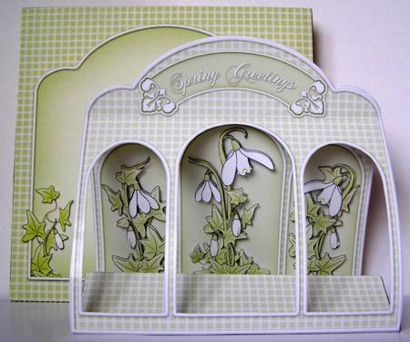3D Snowdrops Window Card Kit with Decoupage N Envelope by Margaret McCartney