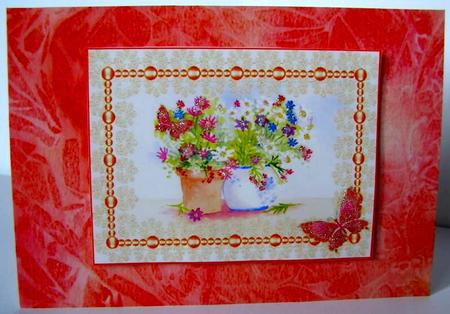 Pot of Flowers with Butterflies Topper and Background by Margaret McCartney