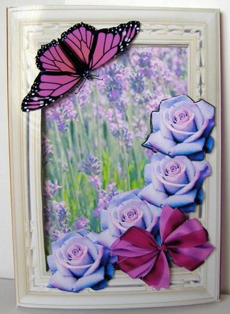Purple Roses and Lavender Inside Out Card by Margaret McCartney