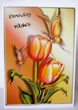 Beautiful Butterflies and Tulips Envelope Card by Margaret McCartney