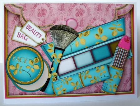 Bag of Turquoise Make-up 3D Decoupage Step-by-step by Margaret McCartney