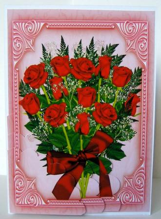 Bouquet of Roses with Wavy Edge Corner Stacker by Margaret McCartney