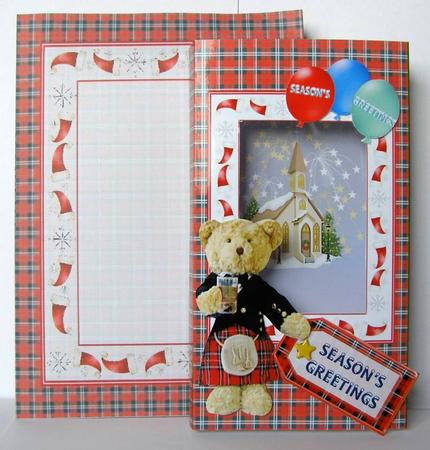 Christmas Tartan Kilted Ted Kit (folds Flat) with Envelope by Margaret McCartney