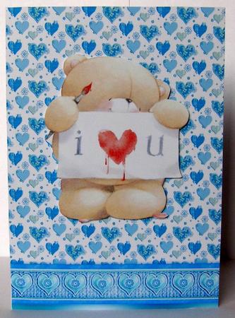 Aqua Pretty Hearts with a Hearts Border by Margaret McCartney