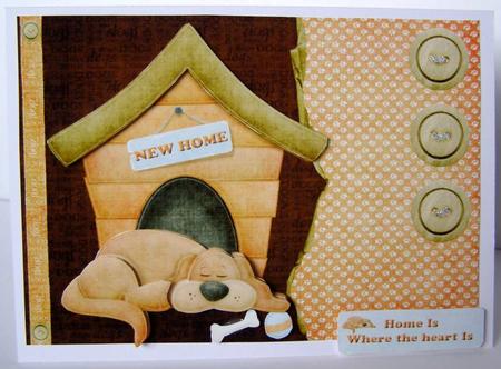 New Home Card Front with Decoupage by Margaret McCartney