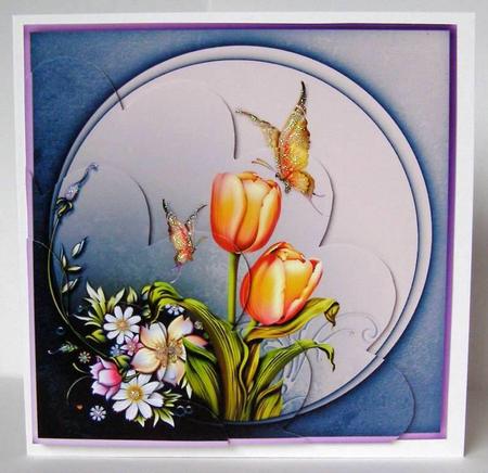 Beautiful Butterflies and Tulips Shell Edge Corner Stacker by Margaret McCartney