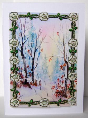 Enamel Rose Framed Watercolour View Scalloped Corner Stacker by Margaret McCartney