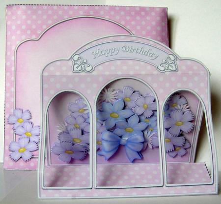 3D Pretty Floral Window Card Kit Decoupage N Envelope by Margaret McCartney