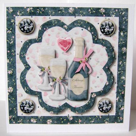 Always & Forever Champagne Bottle Wedding Card Front by Margaret McCartney