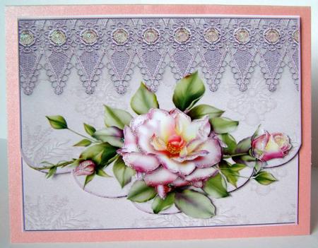 Blushing Rose with Gems by Margaret McCartney