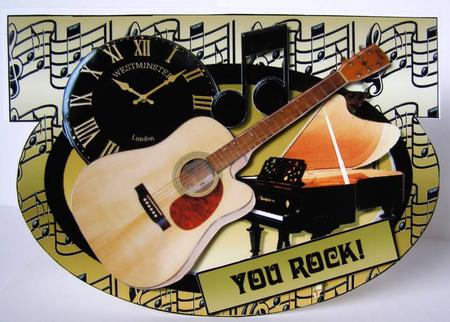 While My Guitar Gently Rocks, Rocker Card Front & Decoupage by Margaret McCartney