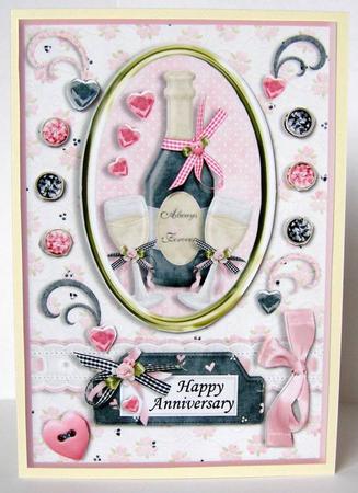 Anniversary Champagne & Glasses A5 Card Front by Margaret McCartney