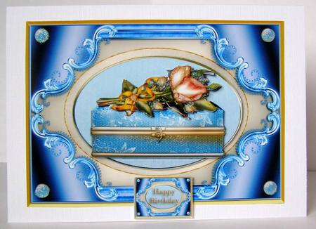 Blue Gift Box and Flower by Margaret McCartney