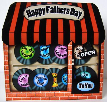 Rock N Roll Record Shop Shaped Card with Decoupage by Margaret McCartney
