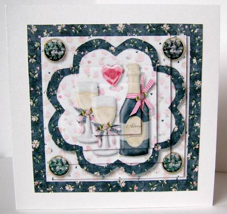 Champagne & Glasses Pyramid Square Card Front by Margaret McCartney