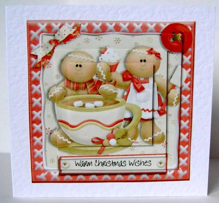 Warm Christmas Wishes Gingerbread Pyramid Card Front by Margaret McCartney